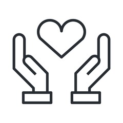 Hands holding heart icon, healthcare concept.