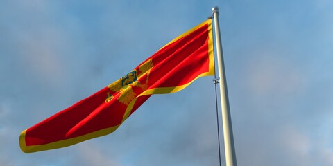 3d rendering of the national flag of the Montenegro