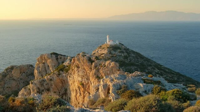 Knidos lighthouse on the cliff at Datca peninsula in Turkey