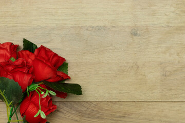 beautiful roses bouquet for lover's on wood table