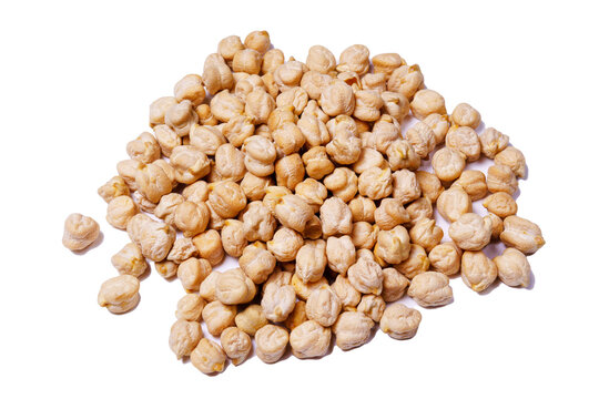 dry white chickpeas isolated on a white background