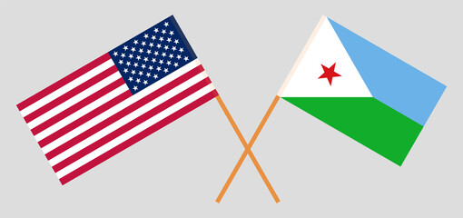 Fototapeta premium Crossed flags of the USA and Djibouti