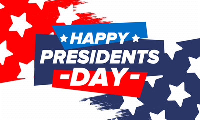 Obraz na płótnie Canvas Happy Presidents day in United States. Washington's Birthday. Federal holiday in America. Celebrated in February. Patriotic american elements. Poster, banner and background. Vector illustration