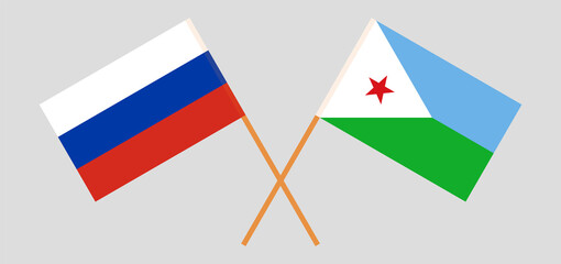 Crossed flags of Russia and Djibouti