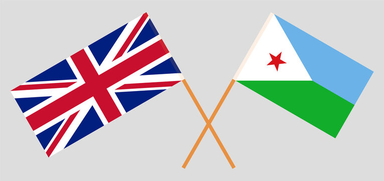 Crossed flags of the UK and Djibouti