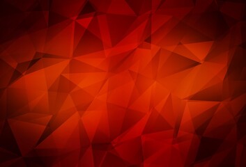 Dark Red vector shining triangular backdrop.