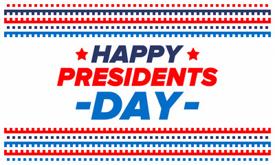 Happy Presidents day in United States. Washington's Birthday. Federal holiday in America. Celebrated in February. Patriotic american elements. Poster, banner and background. Vector illustration