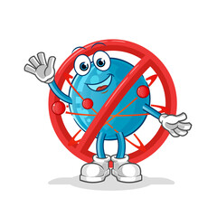 say no to atom mascot. cartoon vector