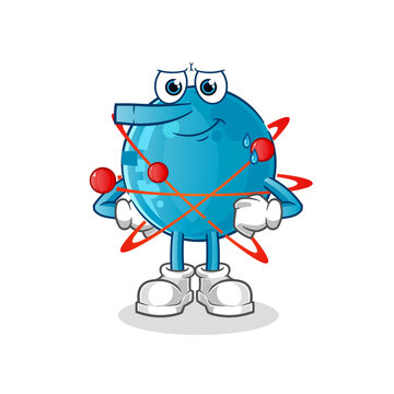 recommend clip art: atom lie like Pinocchio character. cartoon mascot vector