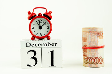 perpetual calendar for December 31. new year, the concept of buying gifts for the new year.