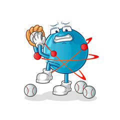 atom baseball pitcher cartoon. cartoon mascot vector