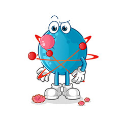 atom chewing gum vector. cartoon character