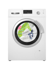 Home appliance - Washing machine washing of children underwear isolated
