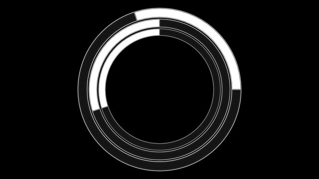 3d Looped animation of Trendy loading neon circles. Progress Icon with alpha channel and green screen. Downloading sign.