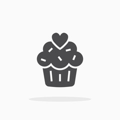 Cupcake with heart icon.