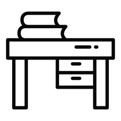 study table line icon, school and education icon	