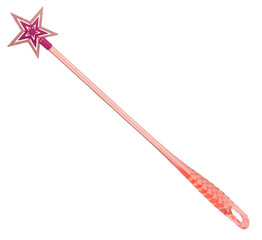 Purple magic wand casting stick with star on top isolated white background