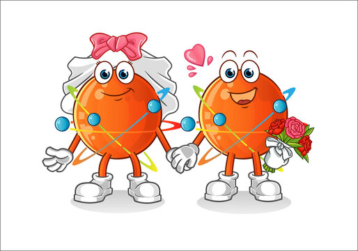 atom wedding cartoon. cartoon mascot vector