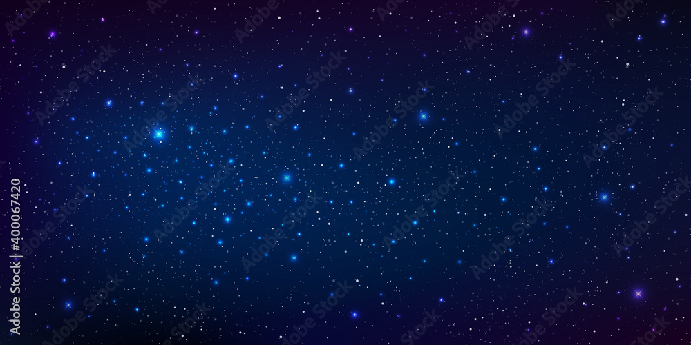 Wall mural realistic starry sky glow, starry nights with bright shiny stars, shining stars in the dark sky, mil