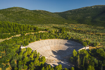 Ancient amphitheater of Epidaurus at Peloponnese, Greece