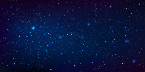 Obraz na płótnie Canvas Realistic starry sky glow, Starry nights with bright shiny stars, Shining stars in the dark sky, Milky way galaxy. Vector illustration.