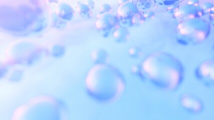 Abstract bokeh background of colorful bubbles 3d render