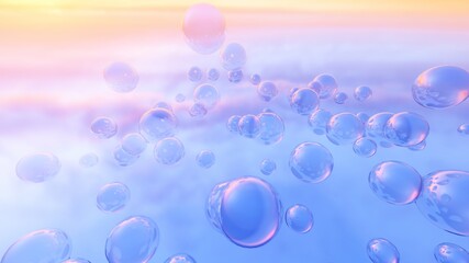 Abstract background of colorful bubbles in air 3d render