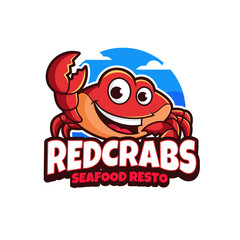 Red Crabs Mascot Logo Design, Seafood Logo