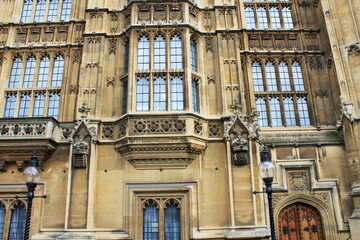 Close up Houses of Parliament facade details, London, UK
