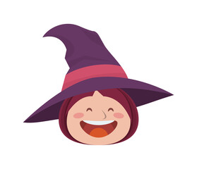 cute little girl dressed as a witch head