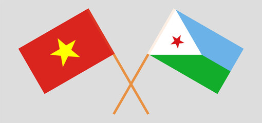 Crossed flags of Vietnam and Djibouti