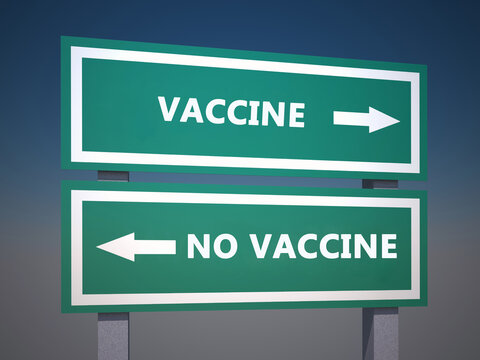 Vaccine or no vaccine. Covid-19 vaccination concept.. 3D render, illustration