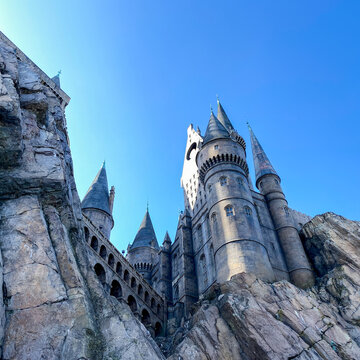 Hogwarts Castle in the Wizarding World of Harry Potter attraction in Universal Studios theme park.