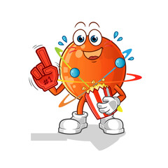 atom fan with popcorn illustration. character vector