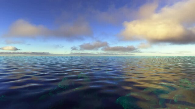 Exotic summer vacation at the sea.Animation of the view of the sea and clouds.