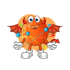 atom demon with wings character. cartoon mascot vector
