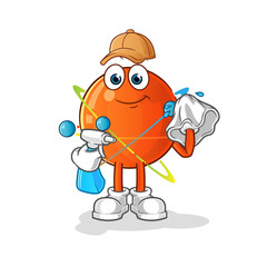 atom cleaner vector. cartoon character