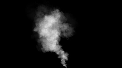 Explosion chemistry smoke bomb on isolated background. Freezing dry fog bombs texture overlays.