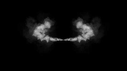 Dekokissen Explosion chemistry smoke bomb on isolated background. Freezing dry fog bombs texture overlays. © Victor