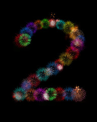 Original-Feuerwerksaufnahmen - Zahl 2 / Zwei