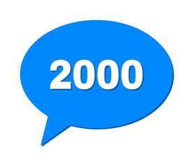 Conversation 2000 Colored Cloud Frame. 2000 caption is located inside colored cloud with shadow. Vector quote tag inside chat frame.