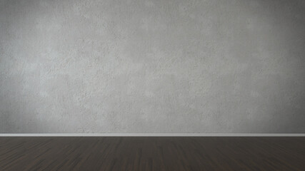 Abstract white interior of empty room with concrete walls and wooden floor. 3d rendering