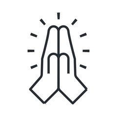 Praying hands vector icon isolated on white background.