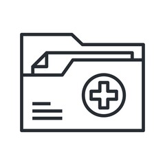 Medical health record folder flat icon for healthcare.