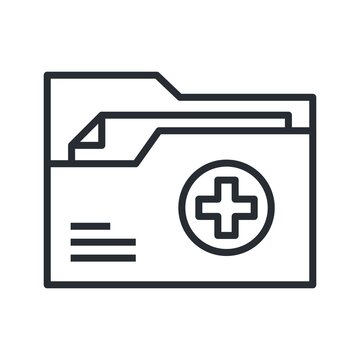 Medical health record folder flat icon for healthcare.
