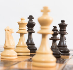 Scacchi fotografati su una scacchiera