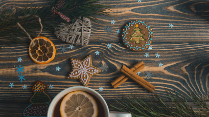 Fototapeta na wymiar Christmas background gingerbread for holidays