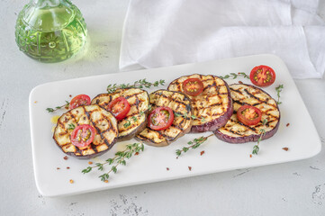 Grilled slices of eggplant