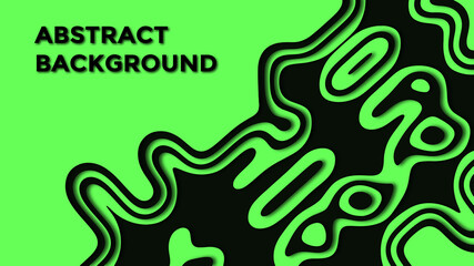Layered background with wavy relief forms. Smooth shapes in green and black colors in papercut style