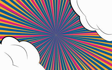 Comic book cartoon speech bubble for text. Cartoon puff cloud motley background for text template. Pop art dialog conversation funny smoke steam. Comics explosion symbol